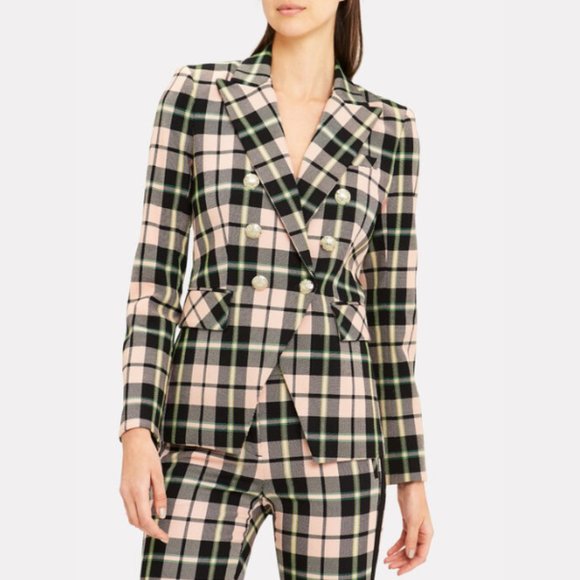 Veronica Beard Jackets & Blazers - Veronica Beard Miller Double Breasted Pink and Green Plaid Blazer - Size 10